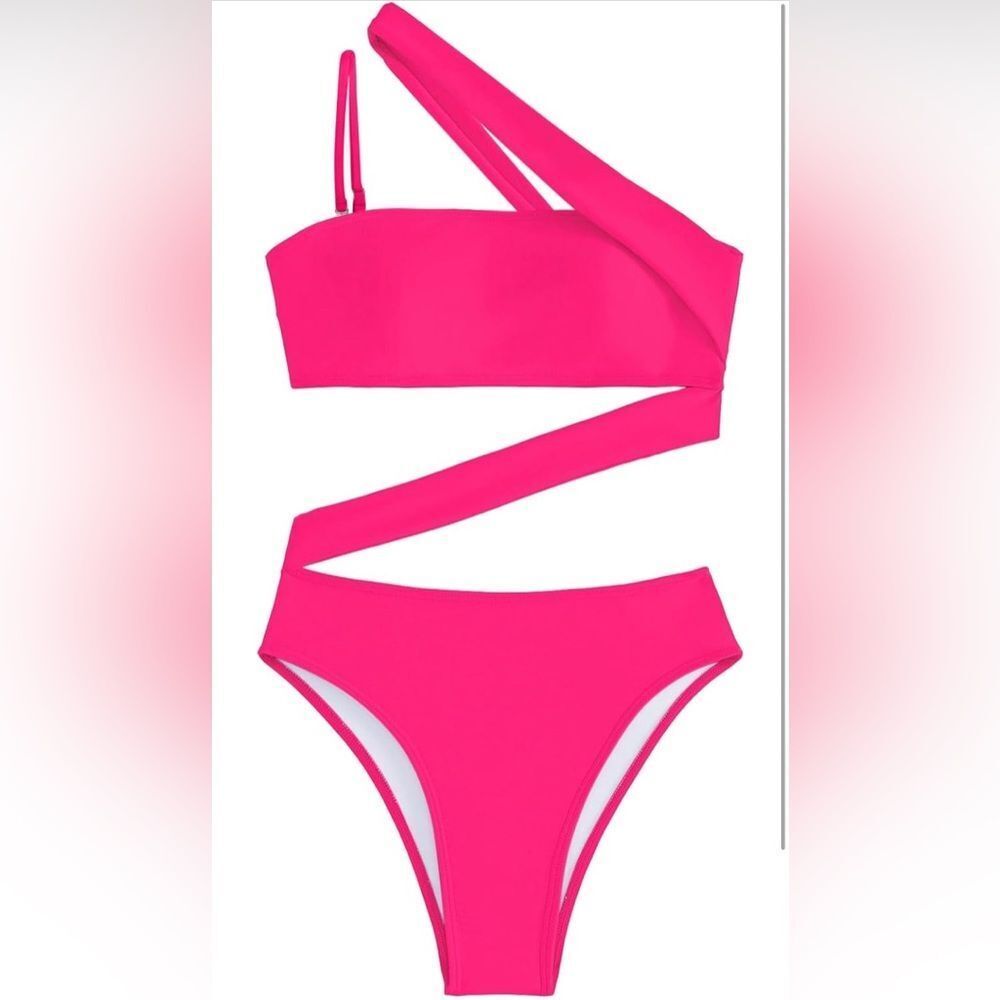 Womens Sexy Cutout One Shoulder High Cut Cheeky Thong Padded Bathing Suit XS - Picture 4 of 12